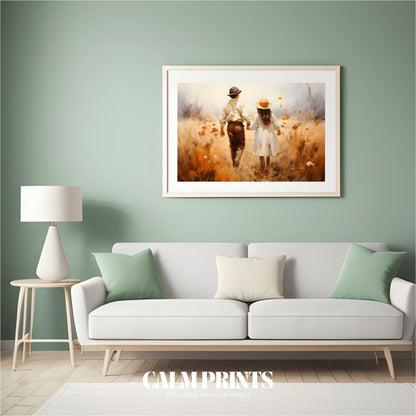 Country path winding through golden fields in soft evening light