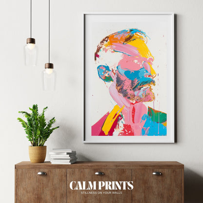 Creative painting of a human face in abstract style with energetic hues
