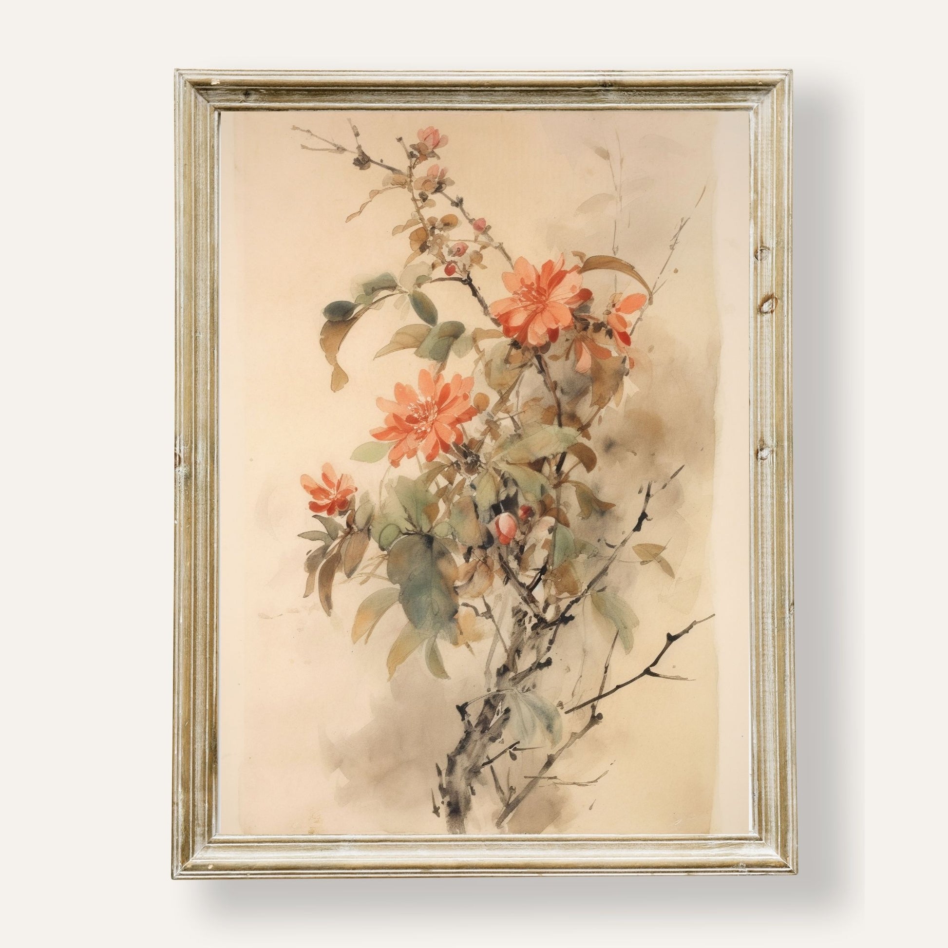 Delicate floral arrangement painted in soft watercolours with gentle charm
