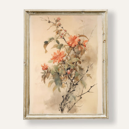 Delicate floral arrangement painted in soft watercolours with gentle charm
