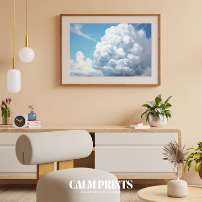 Dreamy clouds stretch across a wide blue horizon with airy elegance