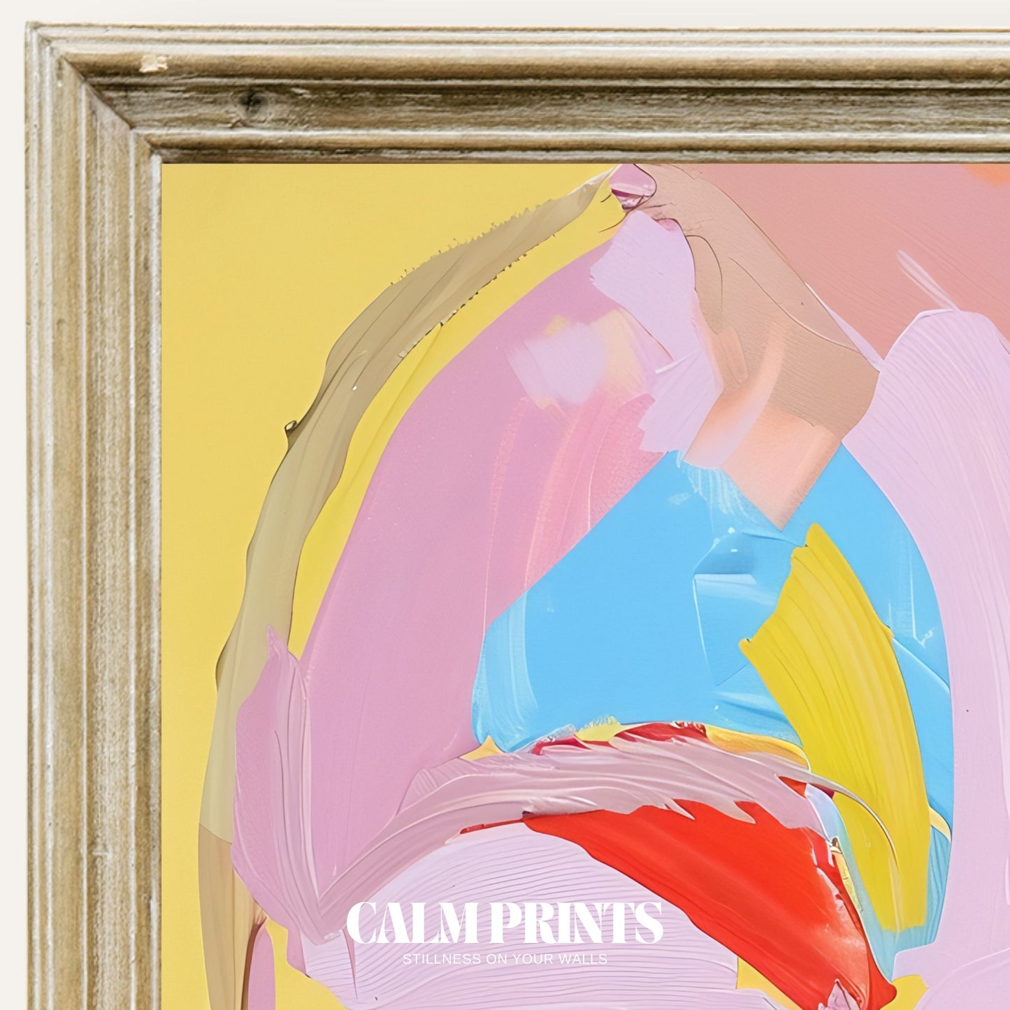 Colour study of an emotive abstract face with fluid brushwork
