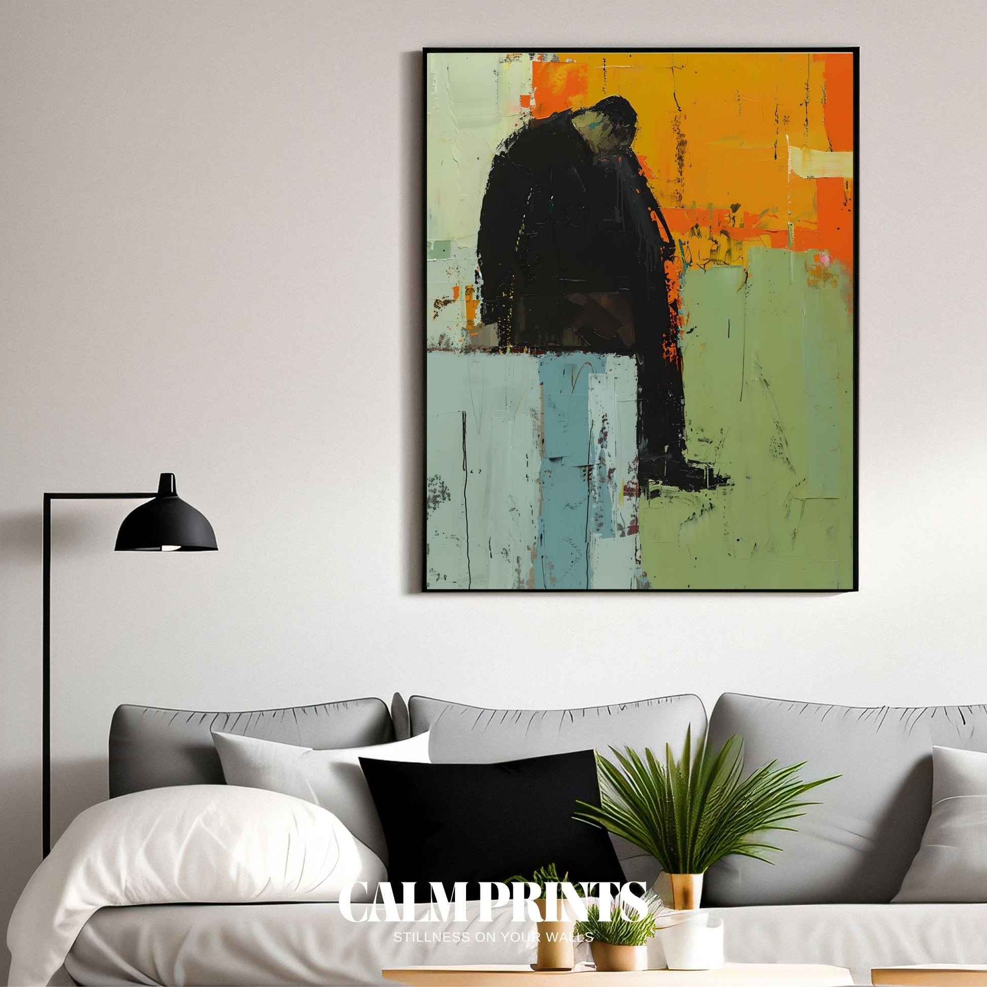 Emotive abstract poster reflecting solitude in colour and form