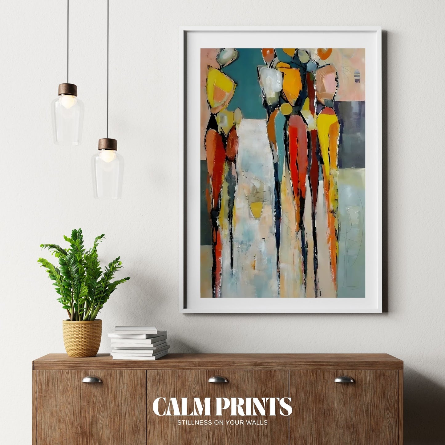 Expressionist art of abstract figures in bright and vivid palettes