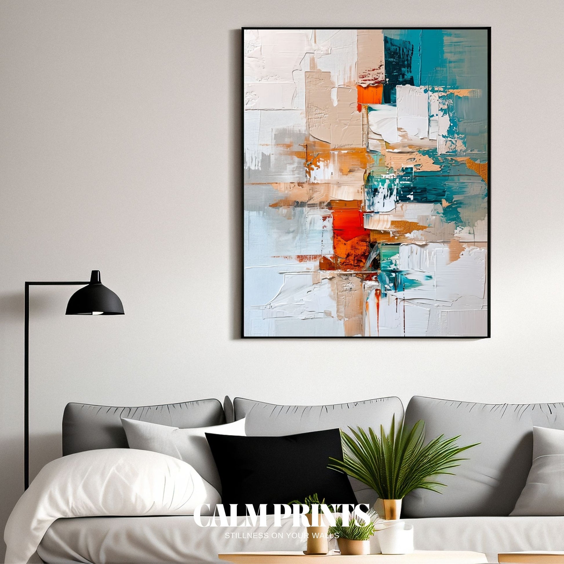 Poster of expressive paint splashes layered across a textured canvas
