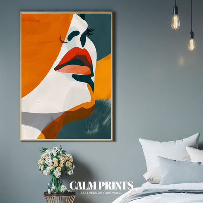 Wall print showing an outlined face in elegant abstract form