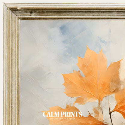 Beautiful fall foliage scattered across an old weathered brick wall