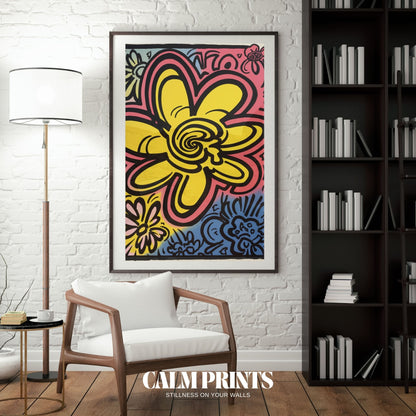 Funky pop art flowers brought to life in a bright, joyful palette
