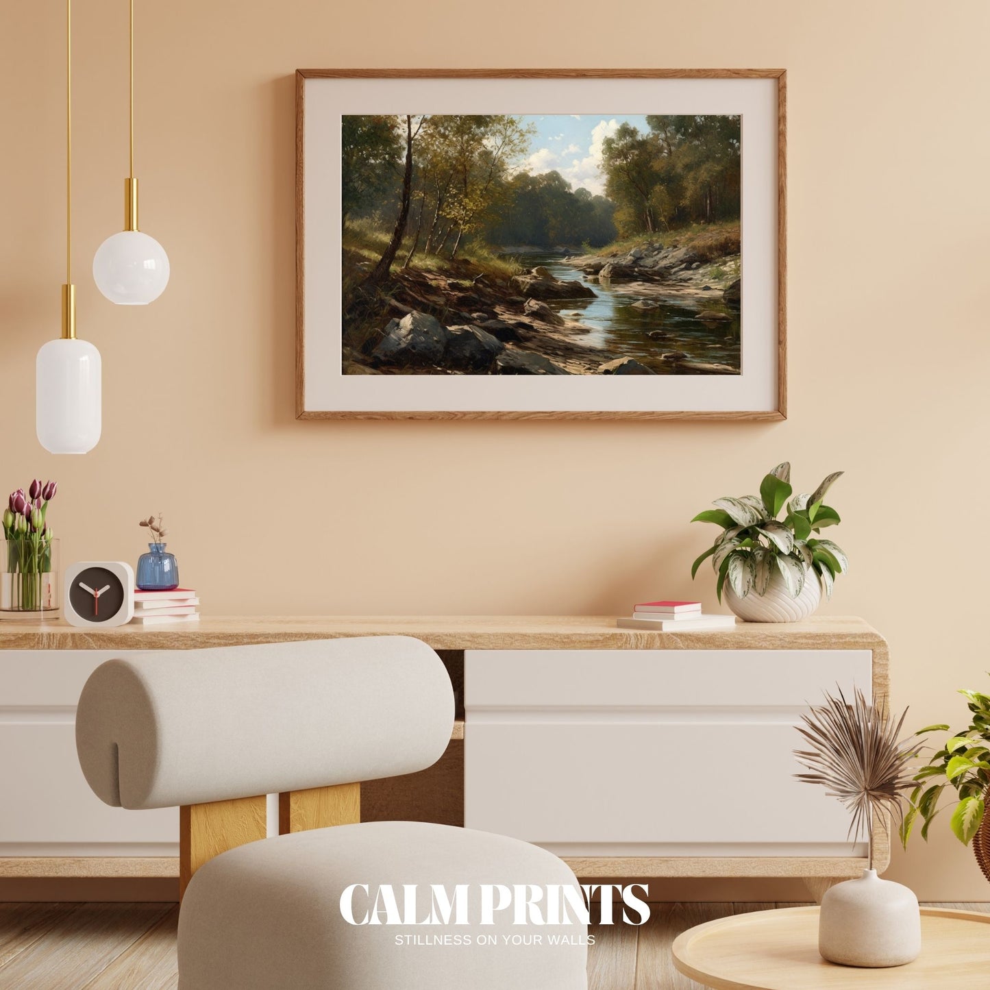 Poster capturing a gentle stream retreat with relaxing tones
