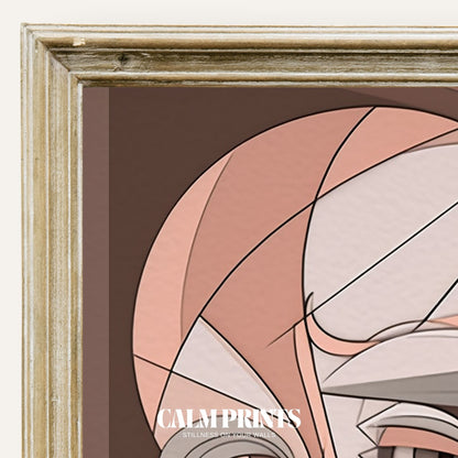 Poster of a stylised face composed of geometric abstract forms