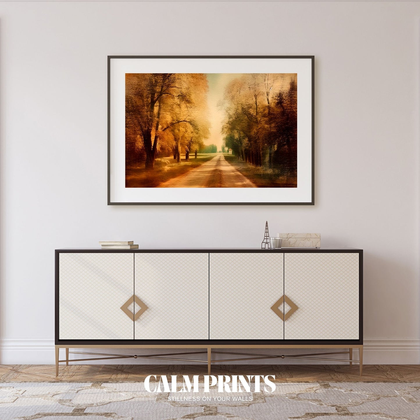 Poster of a golden path through nature, glowing in autumn’s warm light
