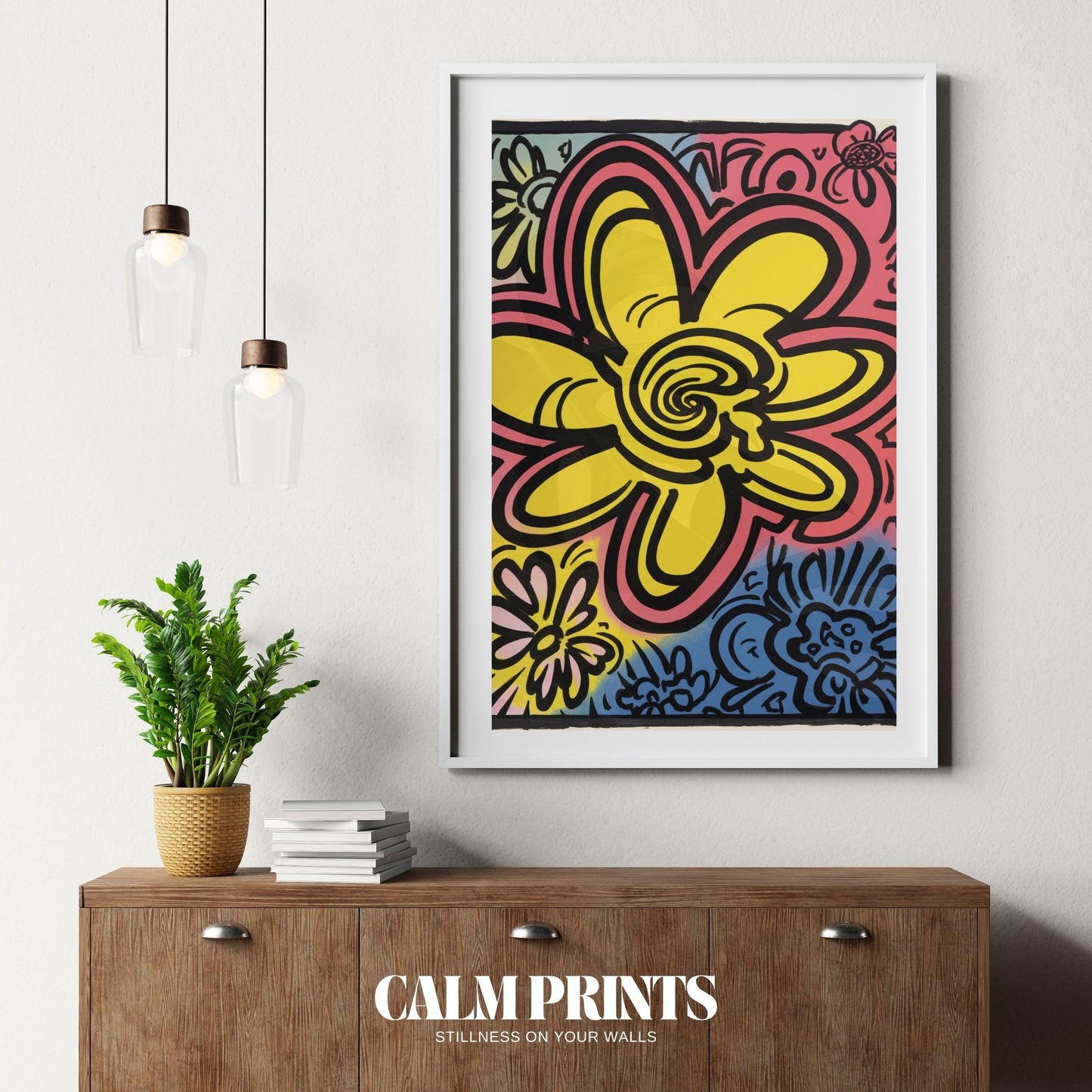 Graphic pop-style botanical poster full of life and colour
