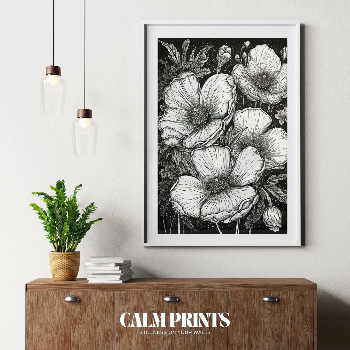 Hand-drawn flower outlines forming an elegant botanical composition