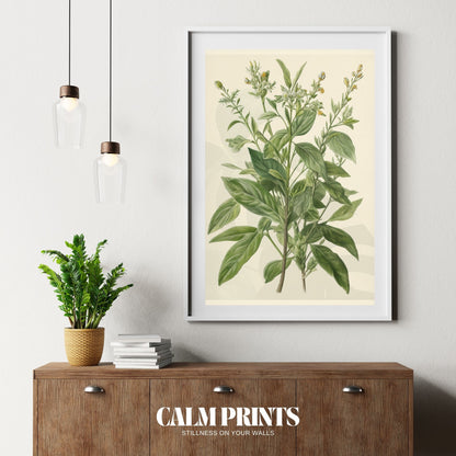Hand-drawn illustration of green leaves in an elegant botanical style
