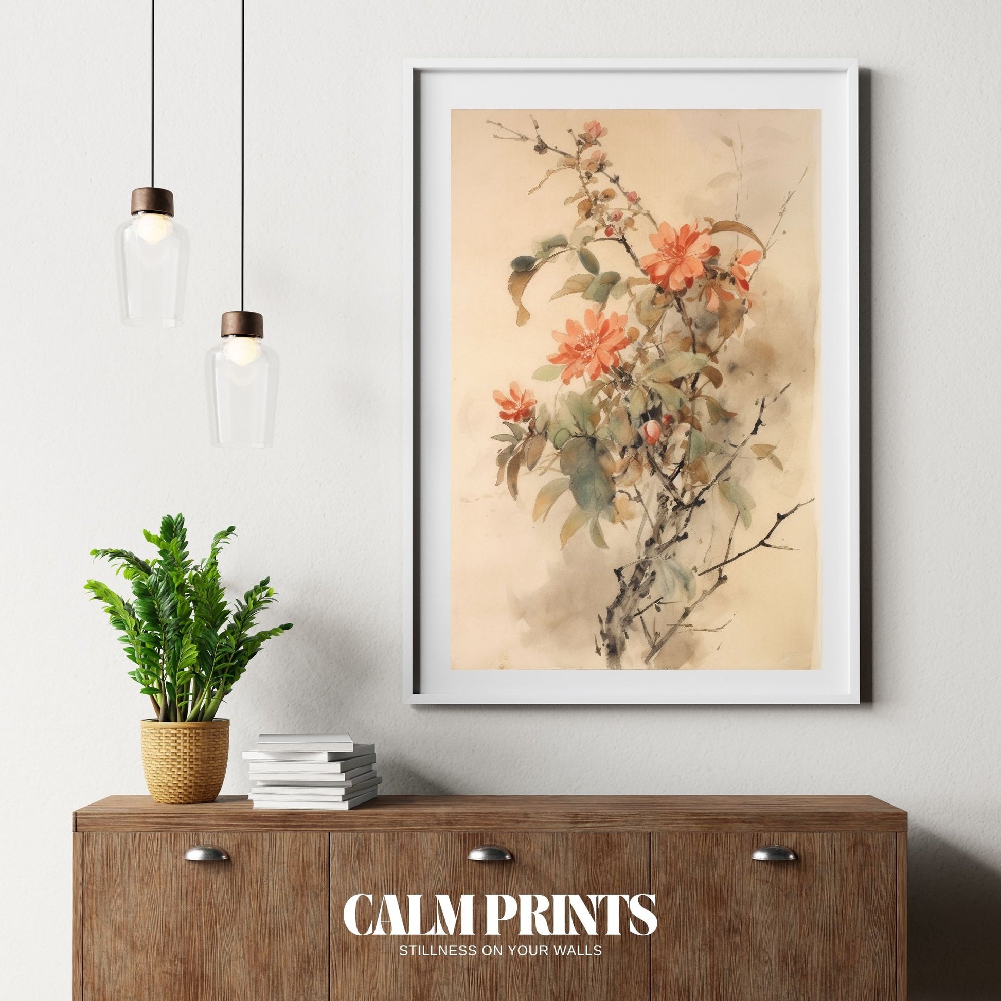 Poster featuring hand-painted flowers in elegant watercolour style
