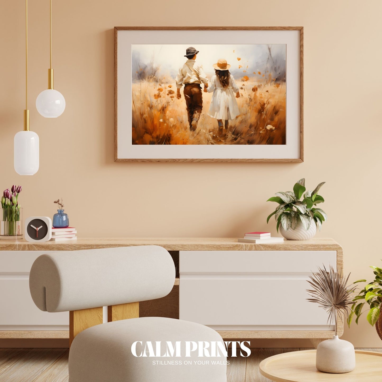 Poster of golden fields during harvest season for rustic interiors