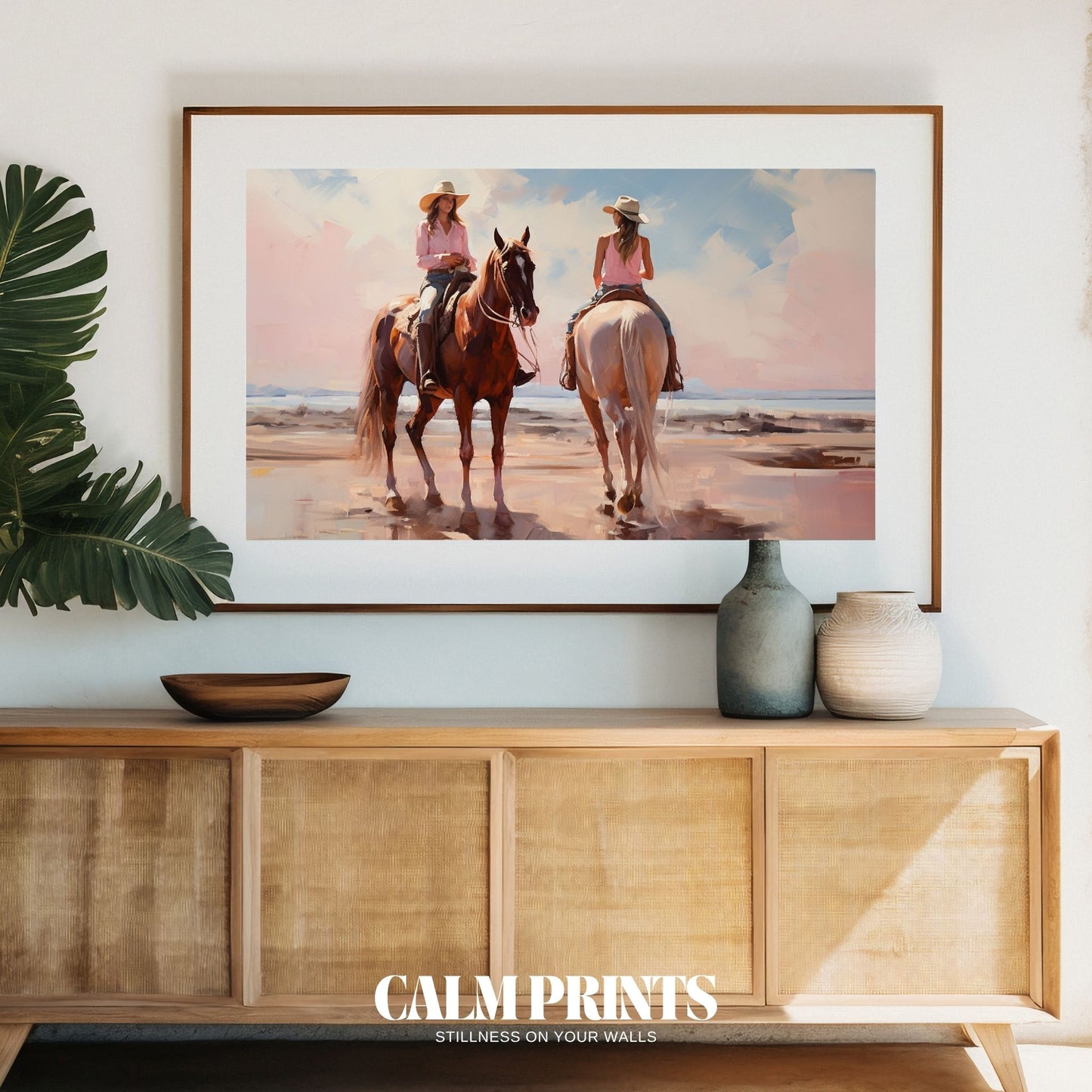 Poster of cowgirls riding freely under a radiant, boundless blue sky
