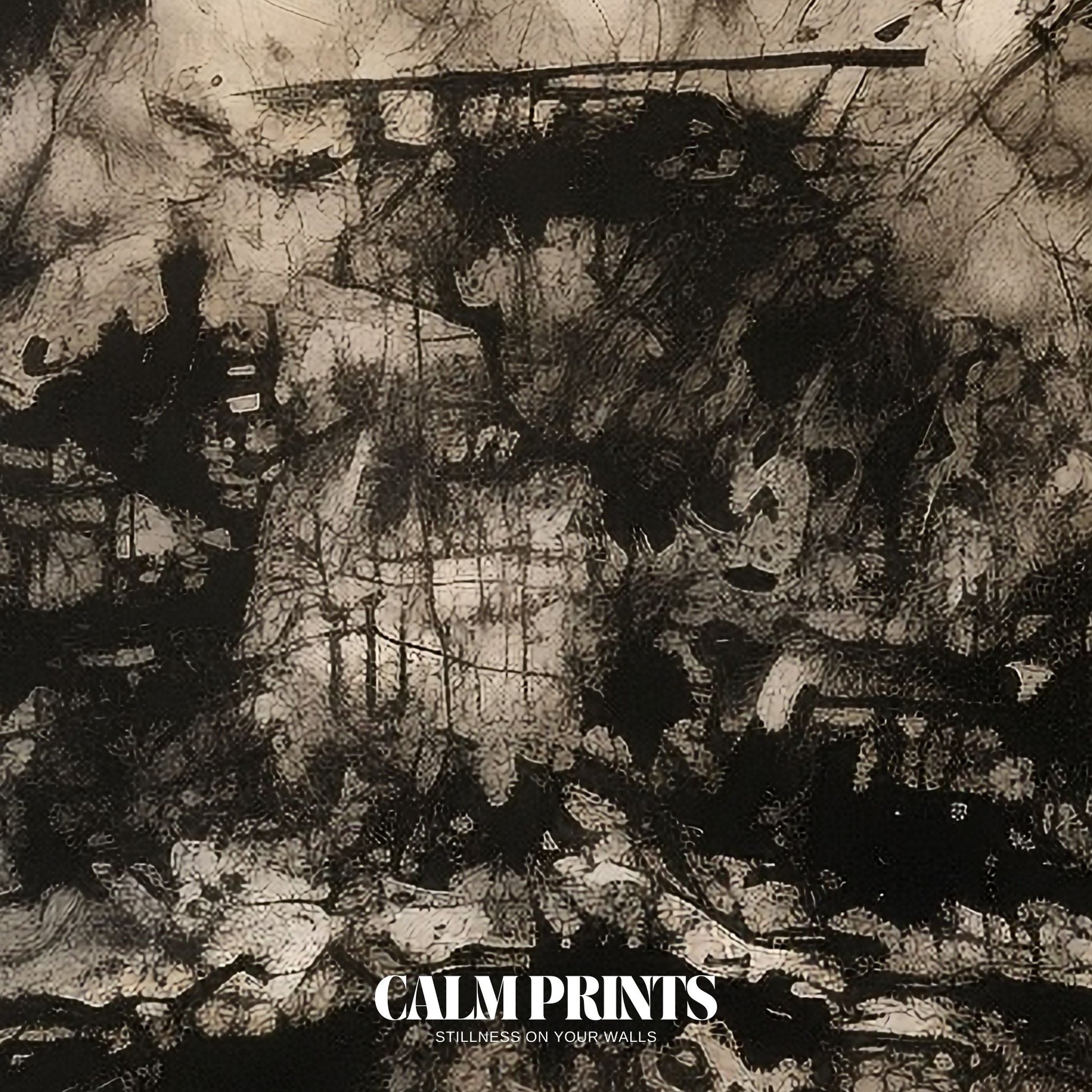 Abstract poster with energetic ink splash and monochrome palette