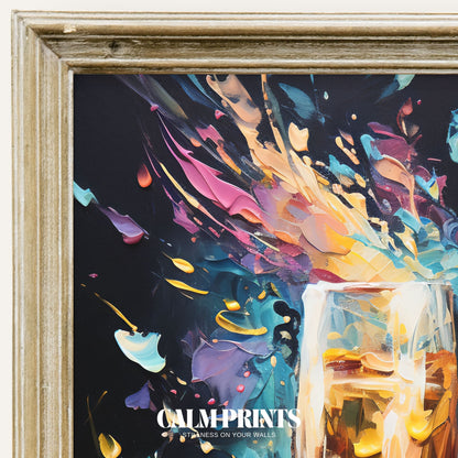 Art print of a joyful explosion of colours in a festive paint splash
