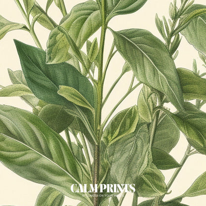 Leafy green plant featured in timeless botanical wall art style
