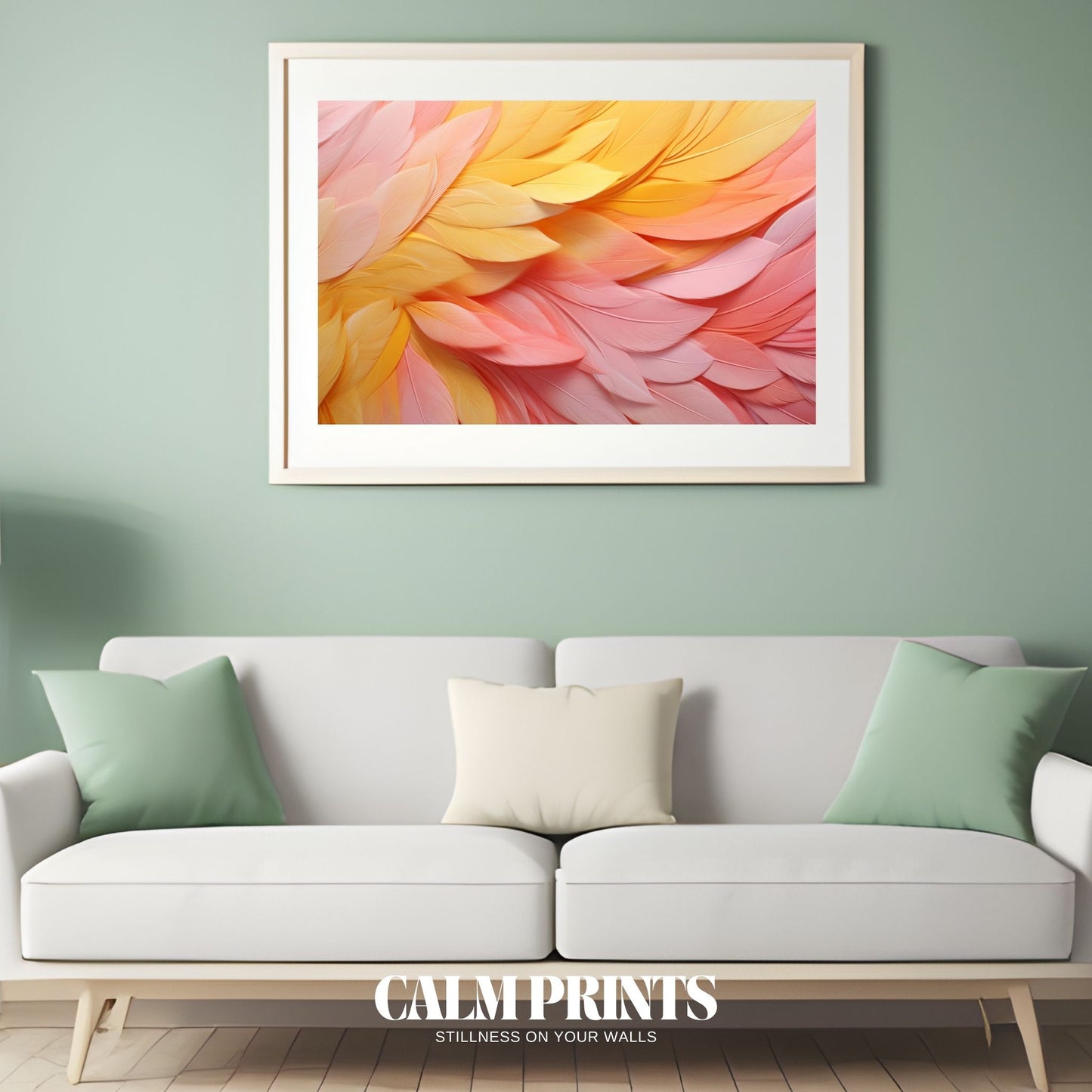 Colour study of light feather patterns in blended pastel tones
