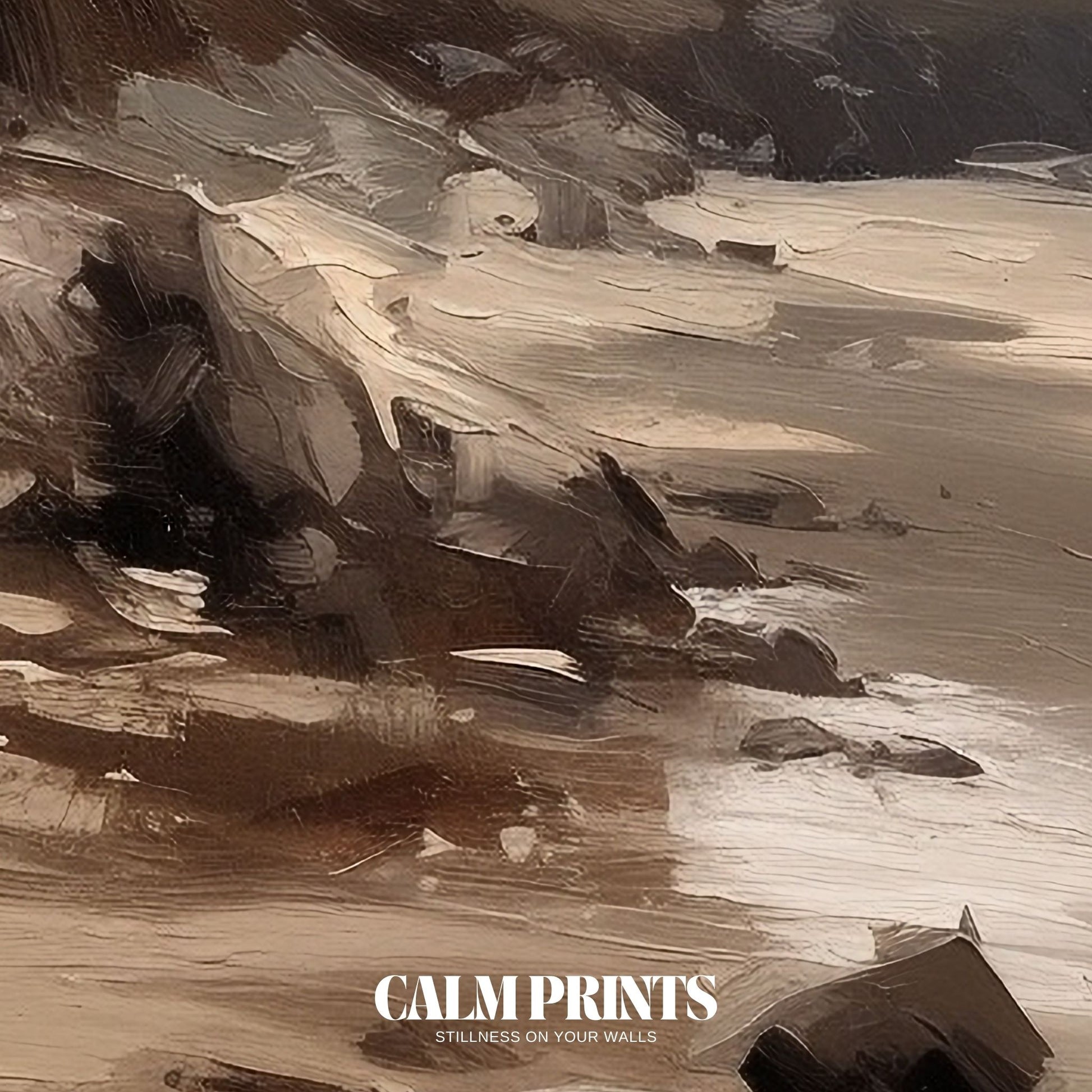 Minimalist print capturing the elegance of a quiet coastal landscape
