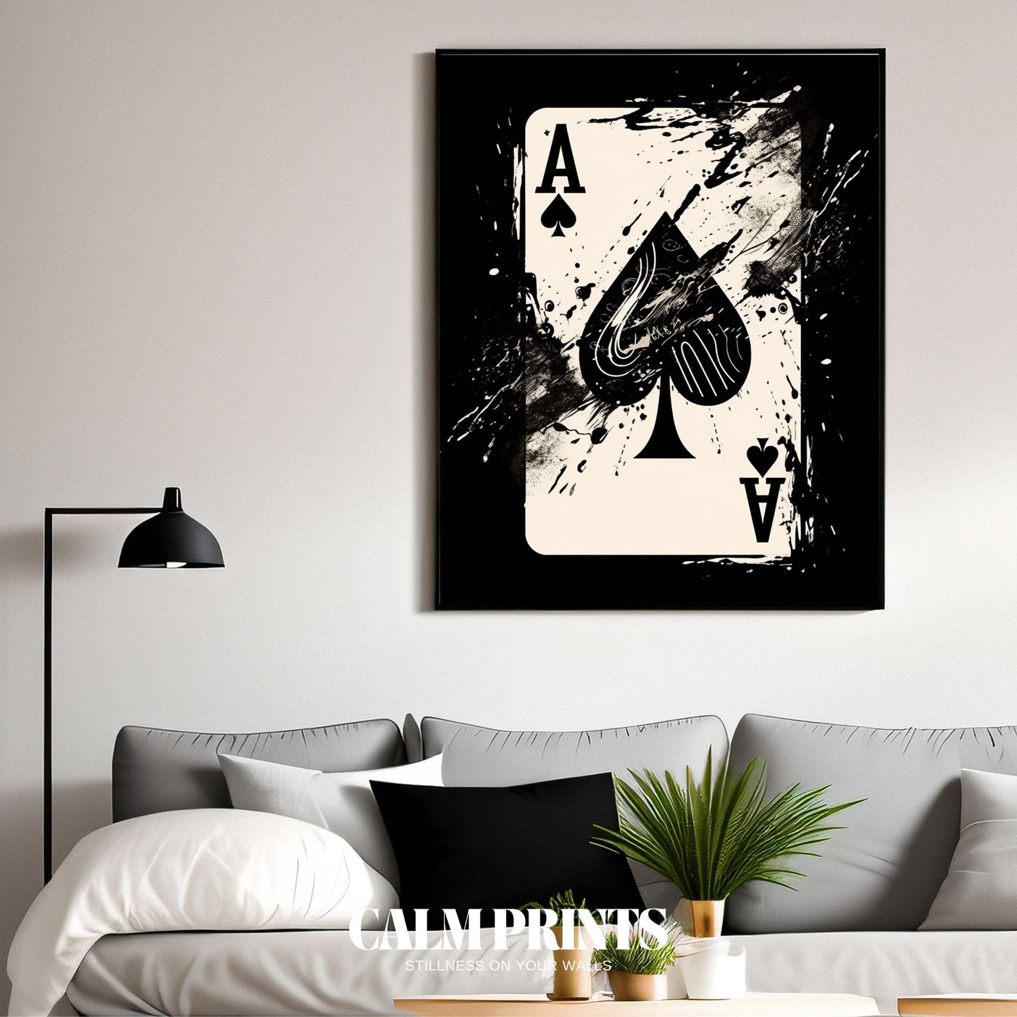 Modern wall art of the Ace of Spades with a graphic twist