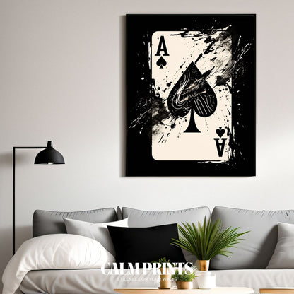Modern wall art of the Ace of Spades with a graphic twist