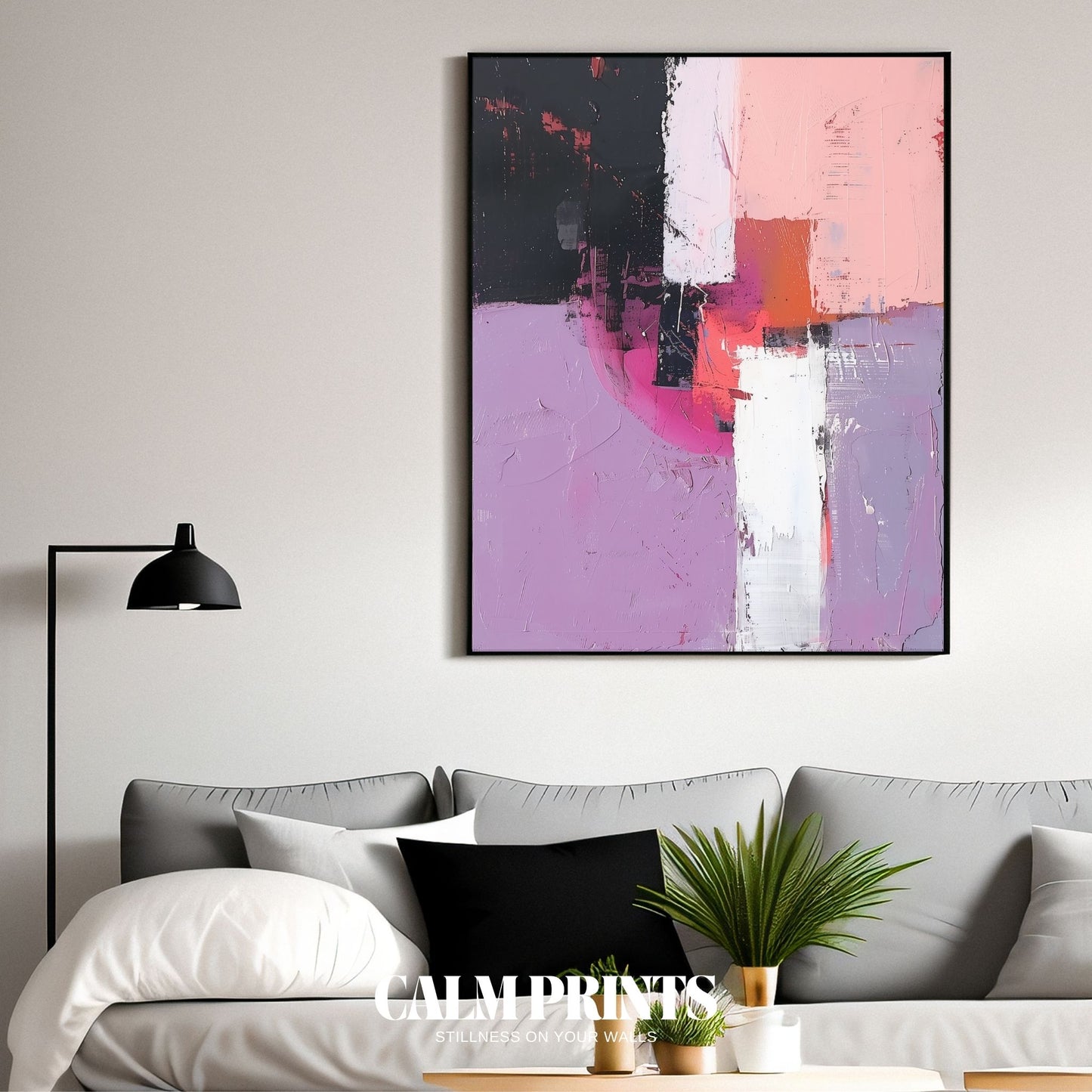 Modern abstract poster with confident paint splashes and rich texture
