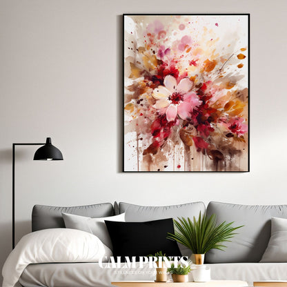 Modern floral abstract art featuring a bold explosion of petals