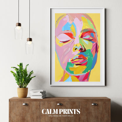 Modern abstract face design reflecting harmony through colour and form
