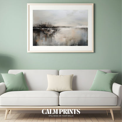 Modern landscape print with soft neutral tones for warm, elegant spaces