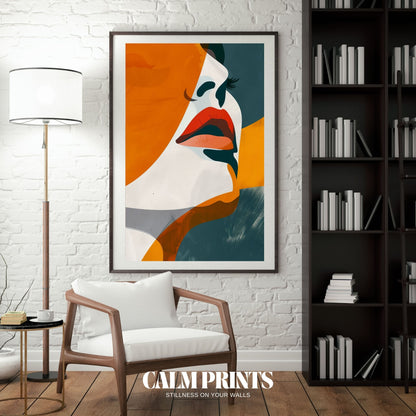 Monochrome art of a face silhouette with abstract features