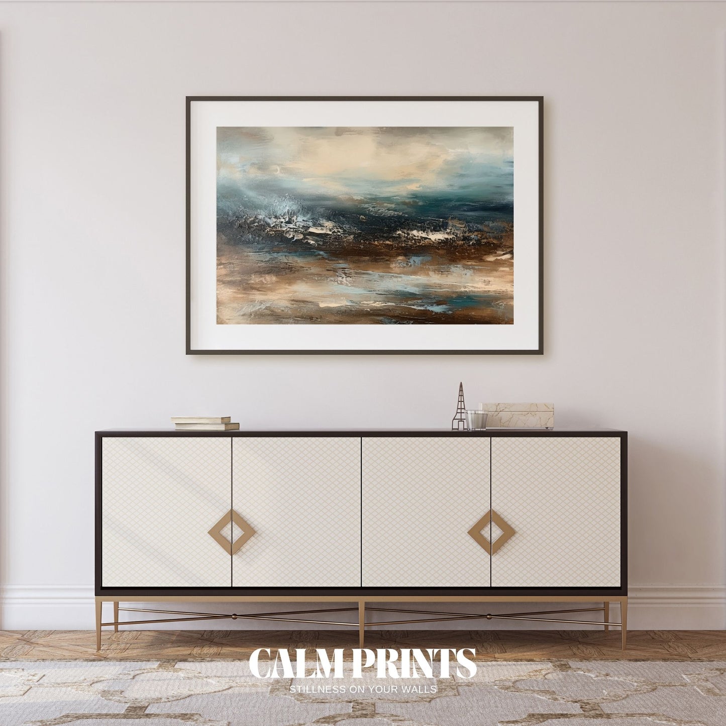 Organic wave forms in a grounded earthy palette of warm hues