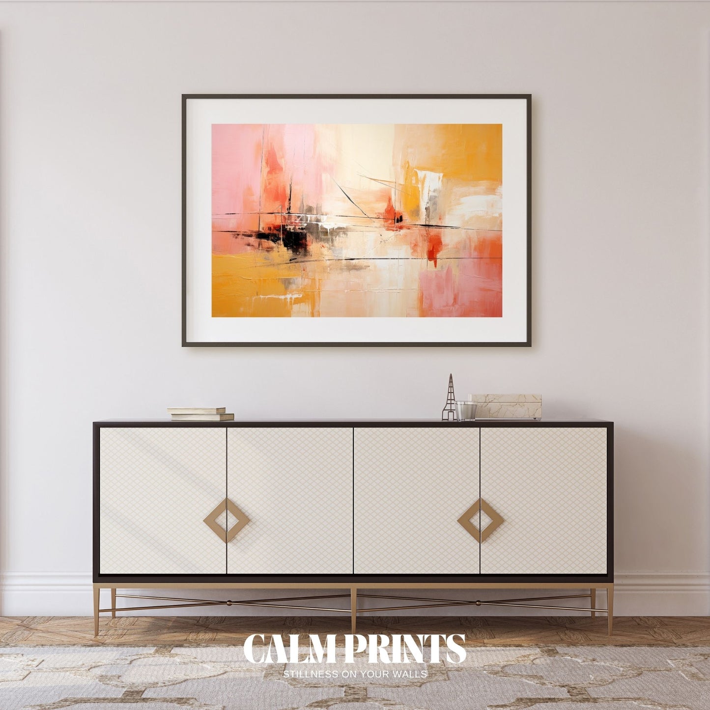 Artistic poster featuring delicate pastel brushstrokes in abstract form