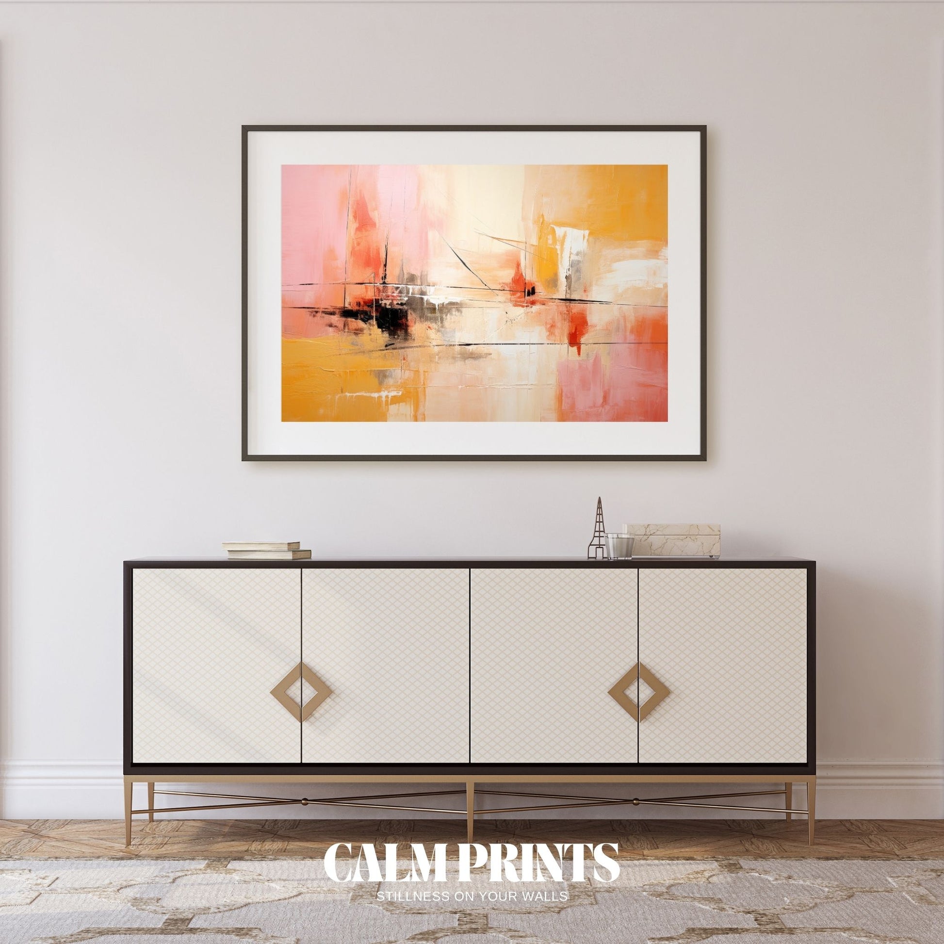 Artistic poster featuring delicate pastel brushstrokes in abstract form