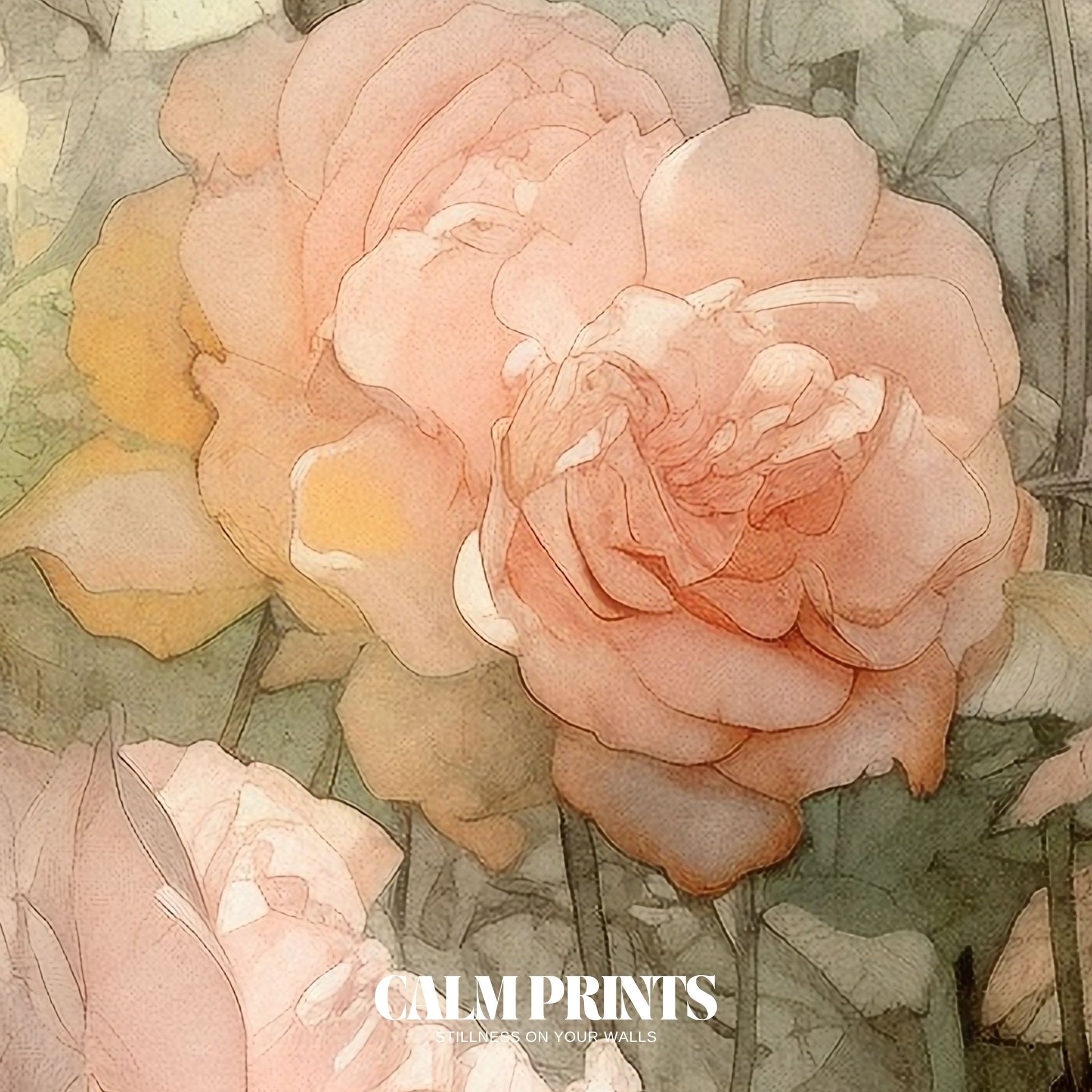 Poster of pastel floral serenity evoking elegance and peaceful beauty
