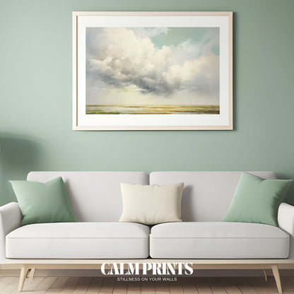 Pastoral landscape with overcast skies and a serene rural atmosphere
