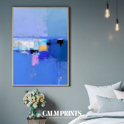 Art print with peaceful blue hues and soft flowing patterns