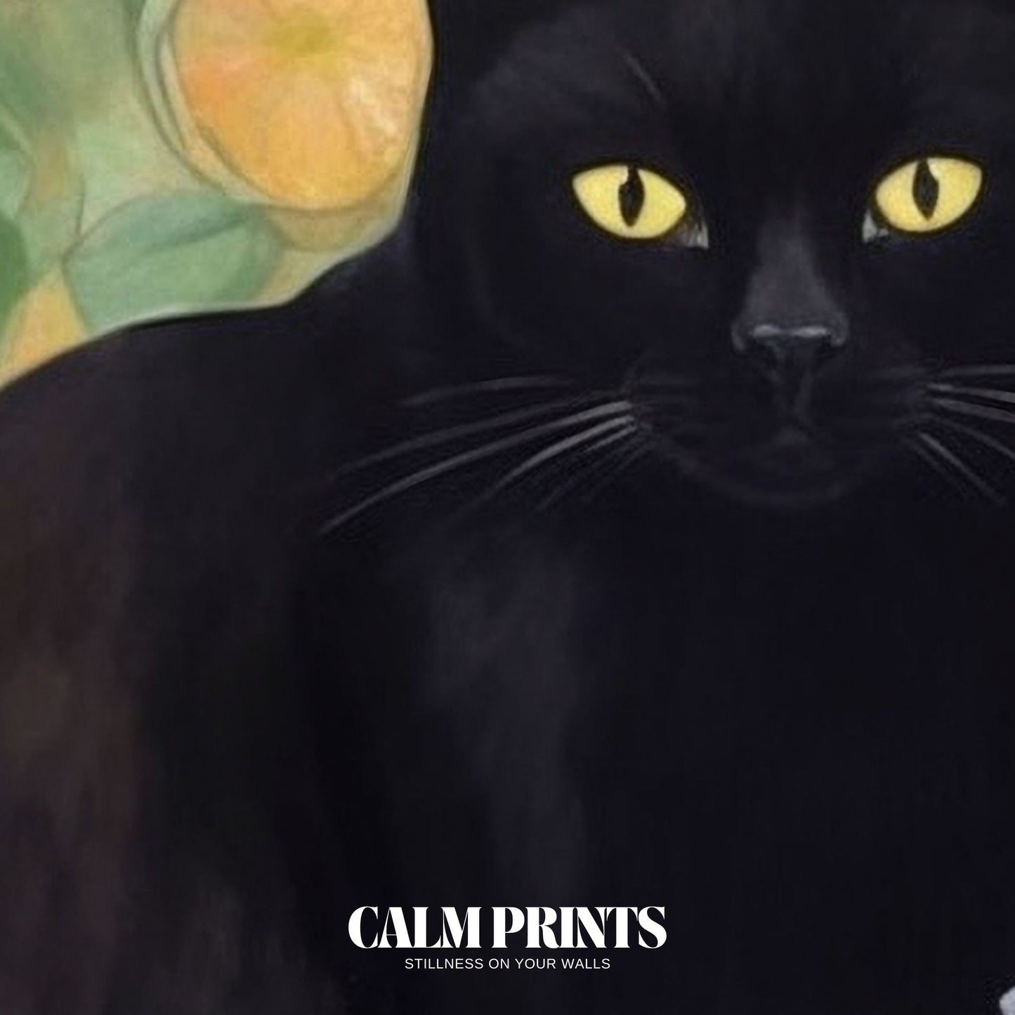 Playful black cat exploring a blooming garden full of joyful colour