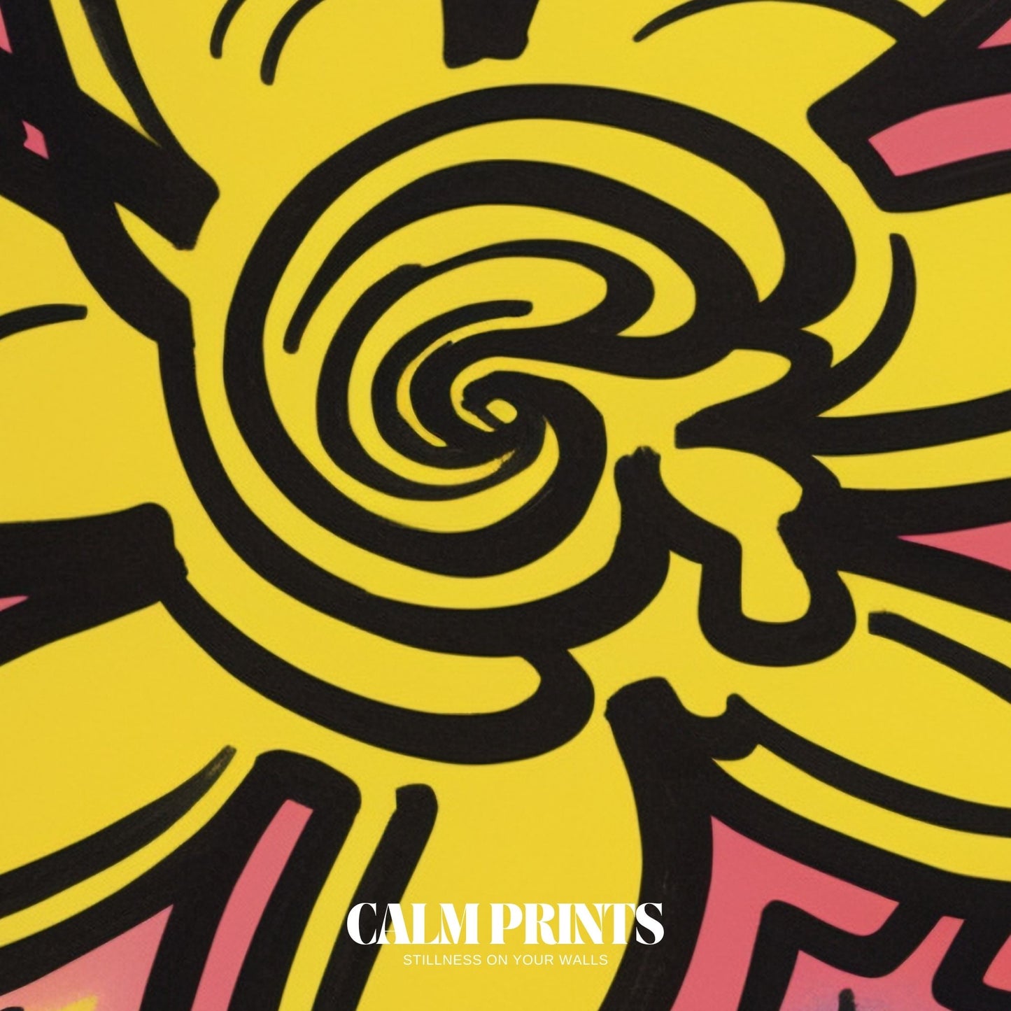 Playful botanical art print in bold pop art style and lively hues
