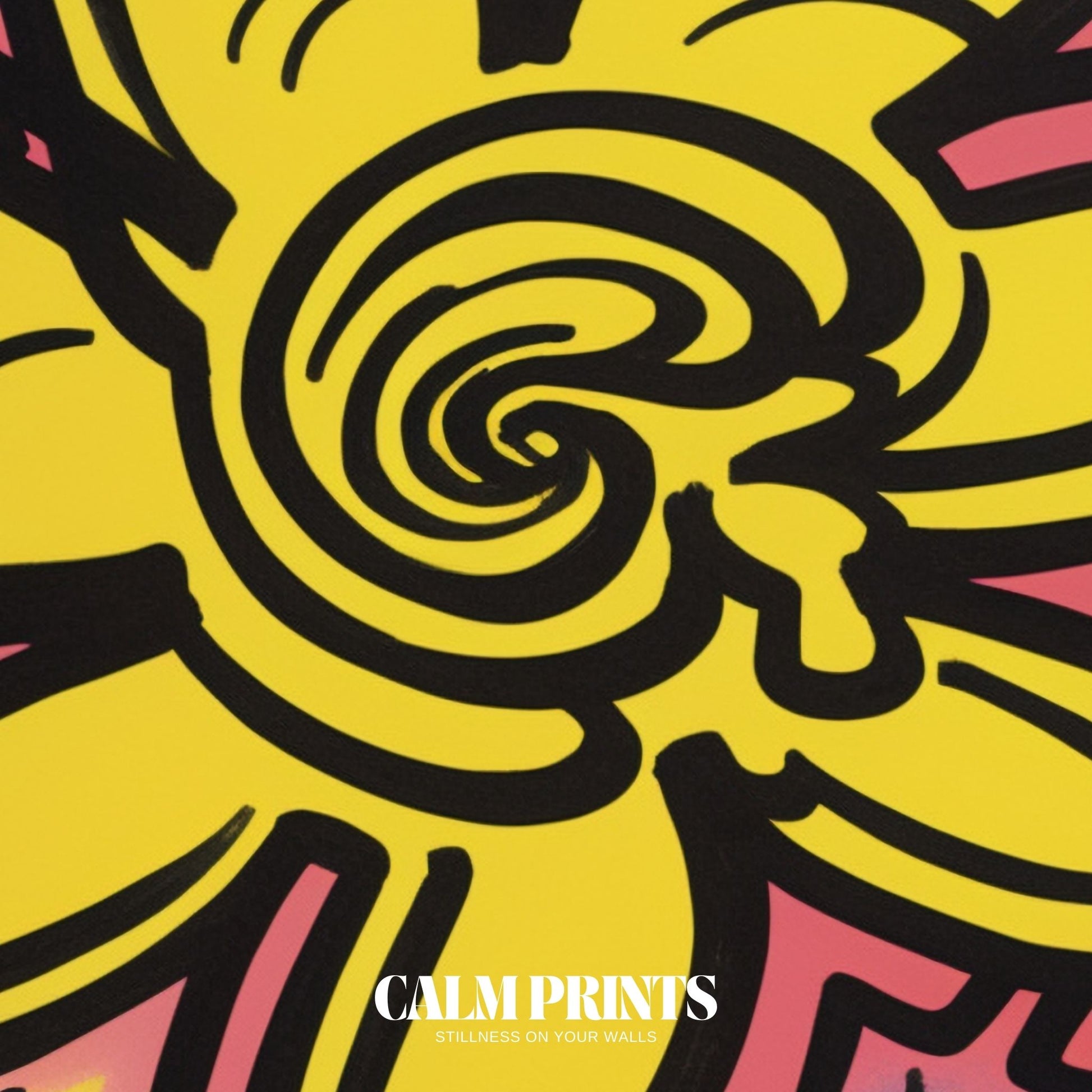 Playful botanical art print in bold pop art style and lively hues
