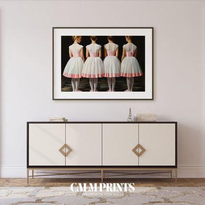 Poetic wall art of ballet dancers in sync with grace and softness