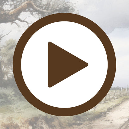 Quiet countryside scene with a winding road, gentle tree, and distant tower

