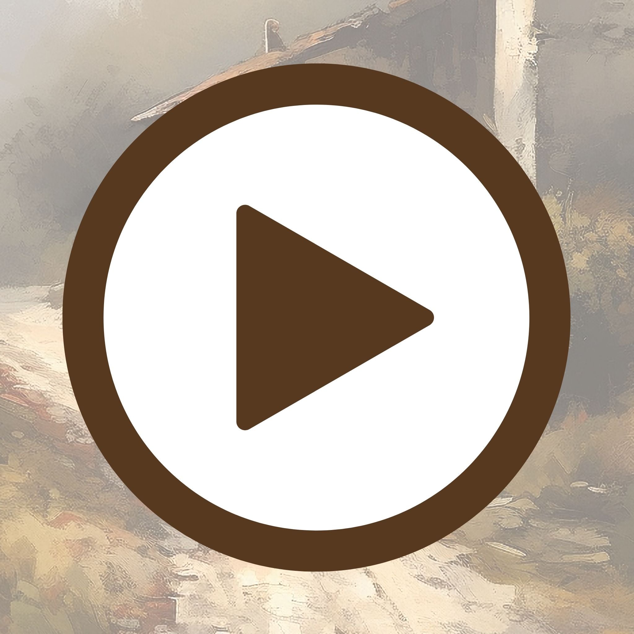 Poster of a rustic home at the end of a peaceful autumn pathway