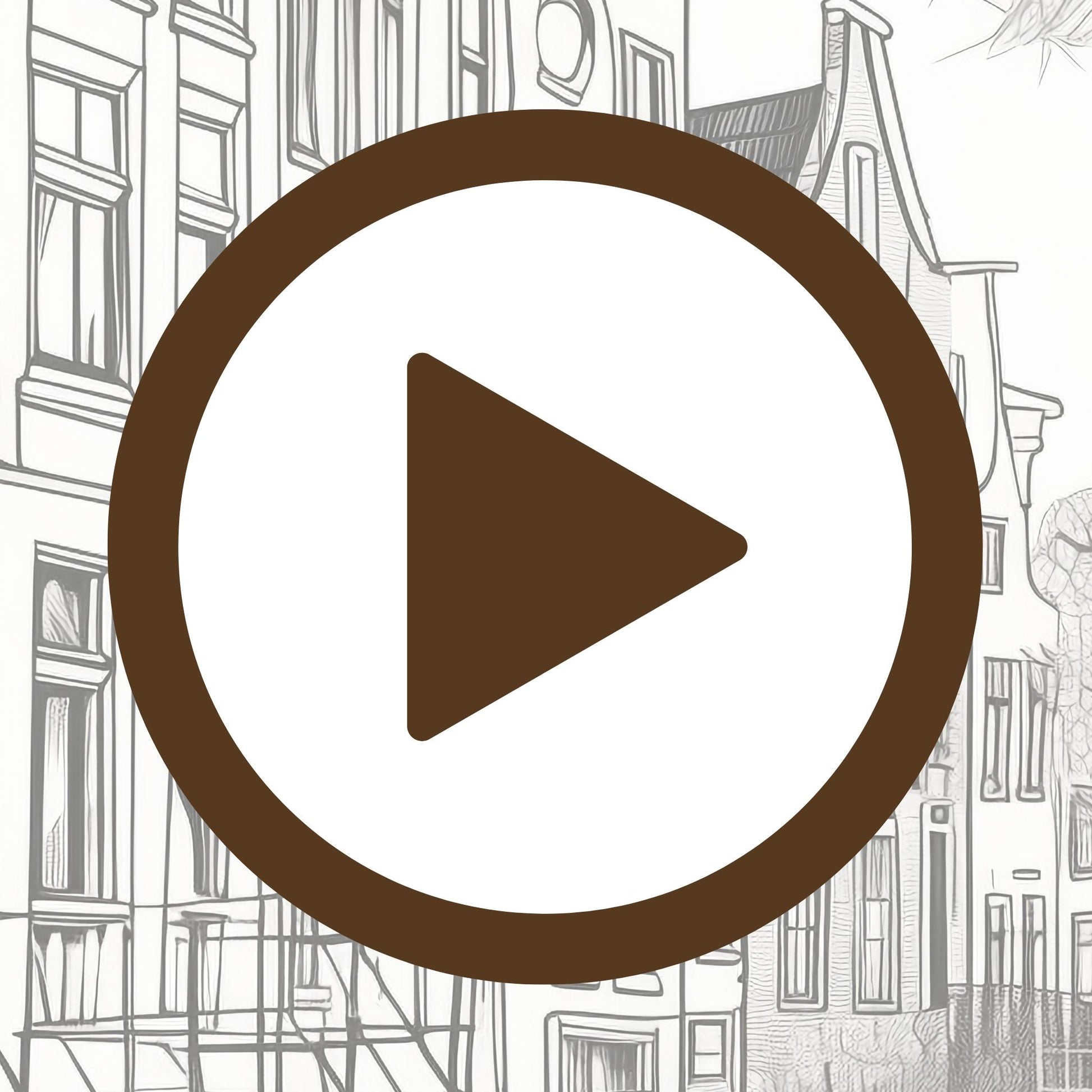 Minimalist line art of canal houses with a timeless monochrome aesthetic