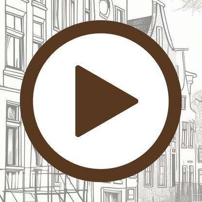 Minimalist line art of canal houses with a timeless monochrome aesthetic