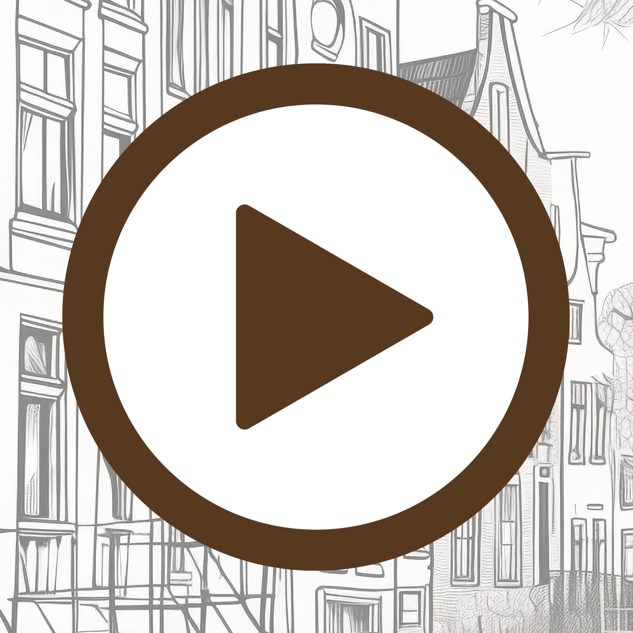 Minimalist line art of canal houses with a timeless monochrome aesthetic