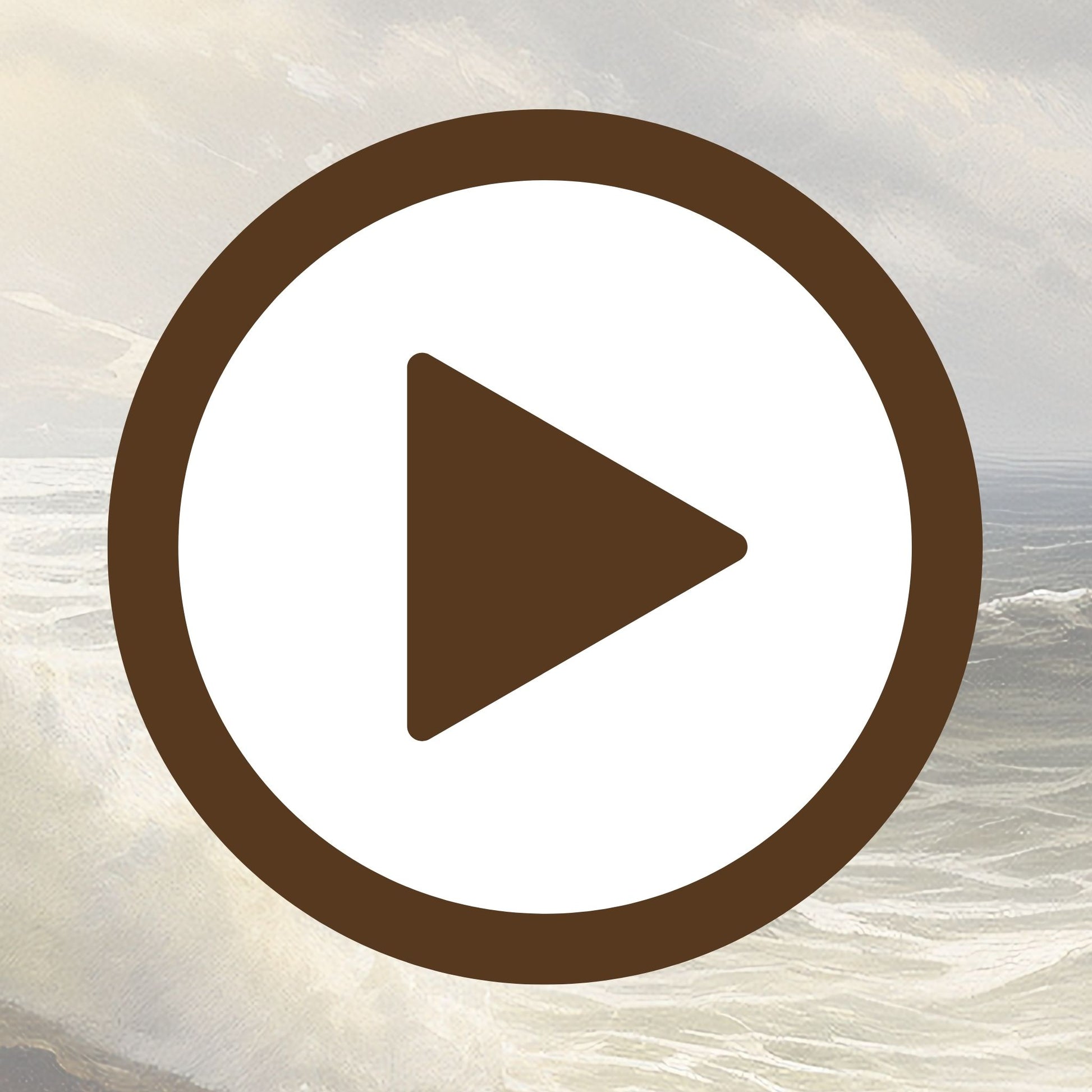 Poster evoking soothing ocean sounds over a peaceful rocky coastline

