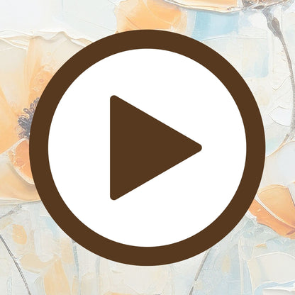 Soft blue abstract poster adorned with playful orange blossoms